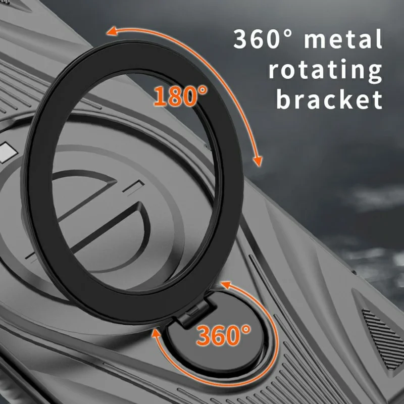 For Samsung Galaxy S26 Ultra Magnetic Case Rotating Kickstand TPU PC Shockproof Phone Back Cover - Black