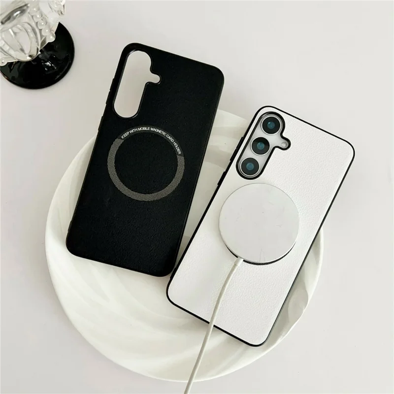 For Samsung Galaxy A37 5G Magnetic Case Anti-Drop PU Leather + PC Cover - White