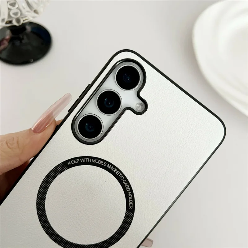 For Samsung Galaxy A57 5G Magnetic Case Anti-Drop PU Leather + PC Cover - White