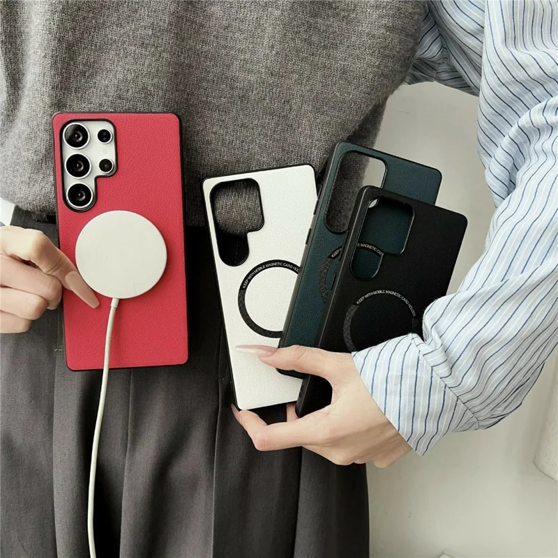 For Samsung Galaxy S26 Ultra Magnetic Case Anti-Drop PU Leather + PC Cover - Red