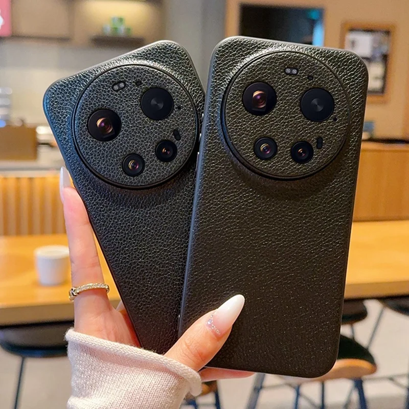 For Xiaomi 17 Ultra 5G Case Litchi Texture Leather Coated TPU + PC Phone Cover with Black Edge - Black