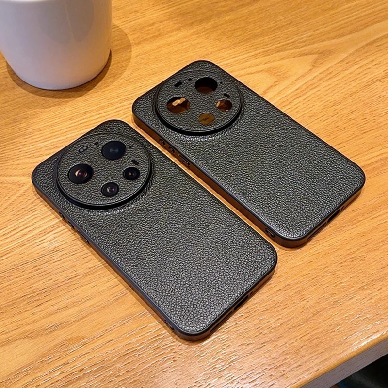 For Xiaomi 17 Ultra 5G Case Litchi Texture Leather Coated TPU + PC Phone Cover with Black Edge - Black