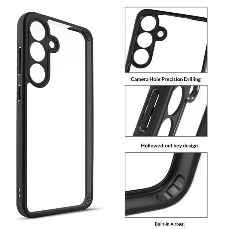 For Samsung Galaxy S26+ Phone Case Shockproof PC + TPU Clear Back Cover - Black+Transparent