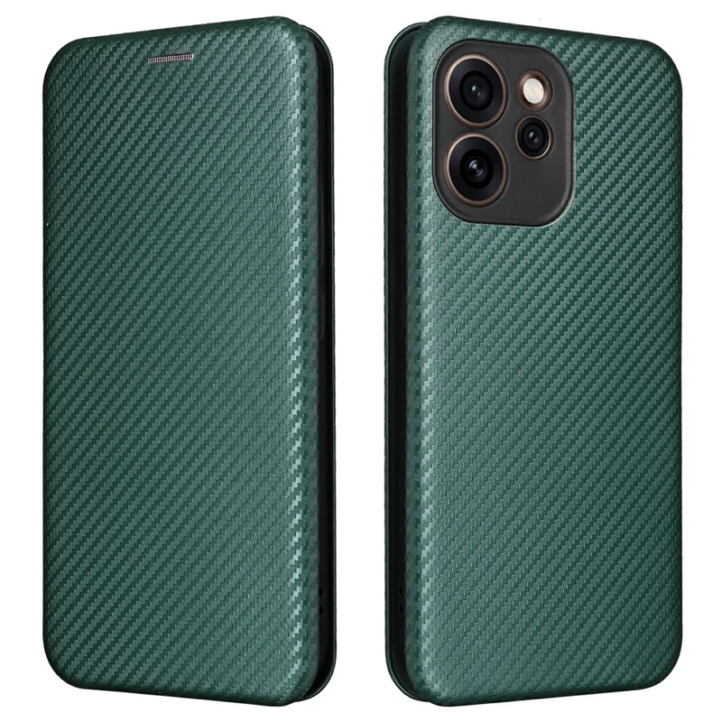 For Oppo Reno15 F 5G Case Carbon Fiber Texture Drop-Proof PU Leather Phone Cover - Green