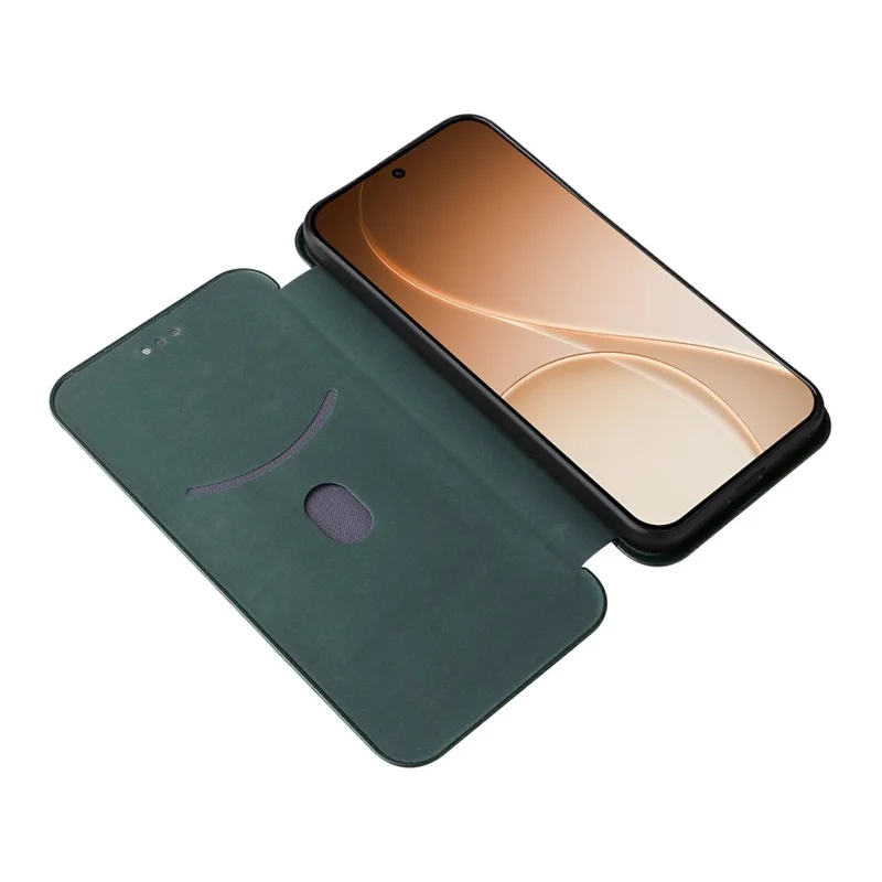 For Oppo Reno15 F 5G Case Carbon Fiber Texture Drop-Proof PU Leather Phone Cover - Green