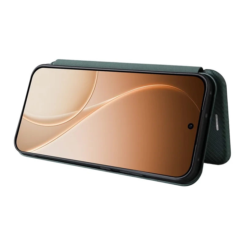 For Oppo Reno15 F 5G Case Carbon Fiber Texture Drop-Proof PU Leather Phone Cover - Green