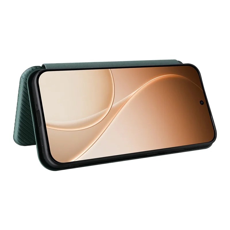 For Oppo Reno15 F 5G Case Carbon Fiber Texture Drop-Proof PU Leather Phone Cover - Green