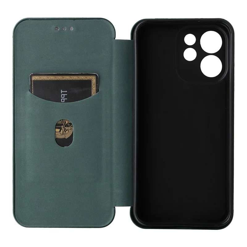 For Oppo Reno15 F 5G Case Carbon Fiber Texture Drop-Proof PU Leather Phone Cover - Green