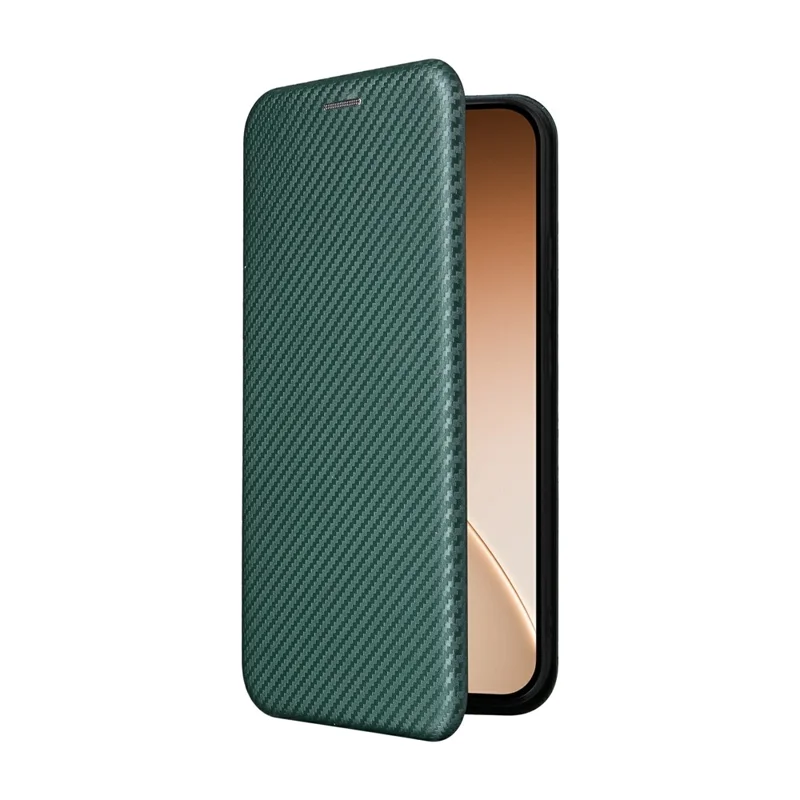 For Oppo Reno15 F 5G Case Carbon Fiber Texture Drop-Proof PU Leather Phone Cover - Green
