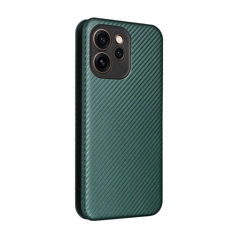 For Oppo Reno15 F 5G Case Carbon Fiber Texture Drop-Proof PU Leather Phone Cover - Green