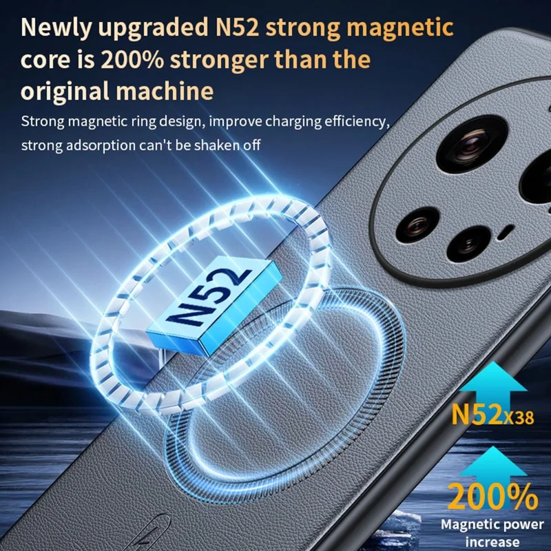 For Xiaomi 17 Ultra 5G Magnetic Case Leather Coated TPU + PC Phone Cover - Black