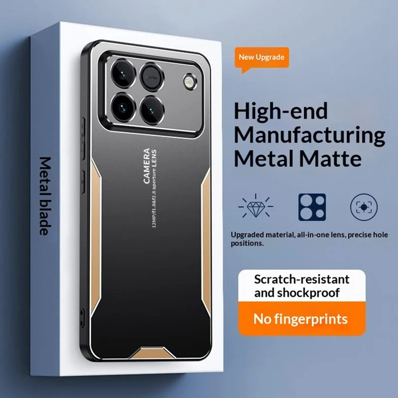 For Honor Win 5G Phone Case Aluminium Alloy TPU PC Back Cover - Gold