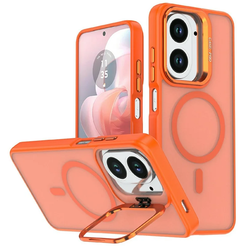 For Xiaomi Redmi A5 4G (171.7mm) Magnetic Case Foldable Kickstand Matte PC + TPU Phone Cover - Orange