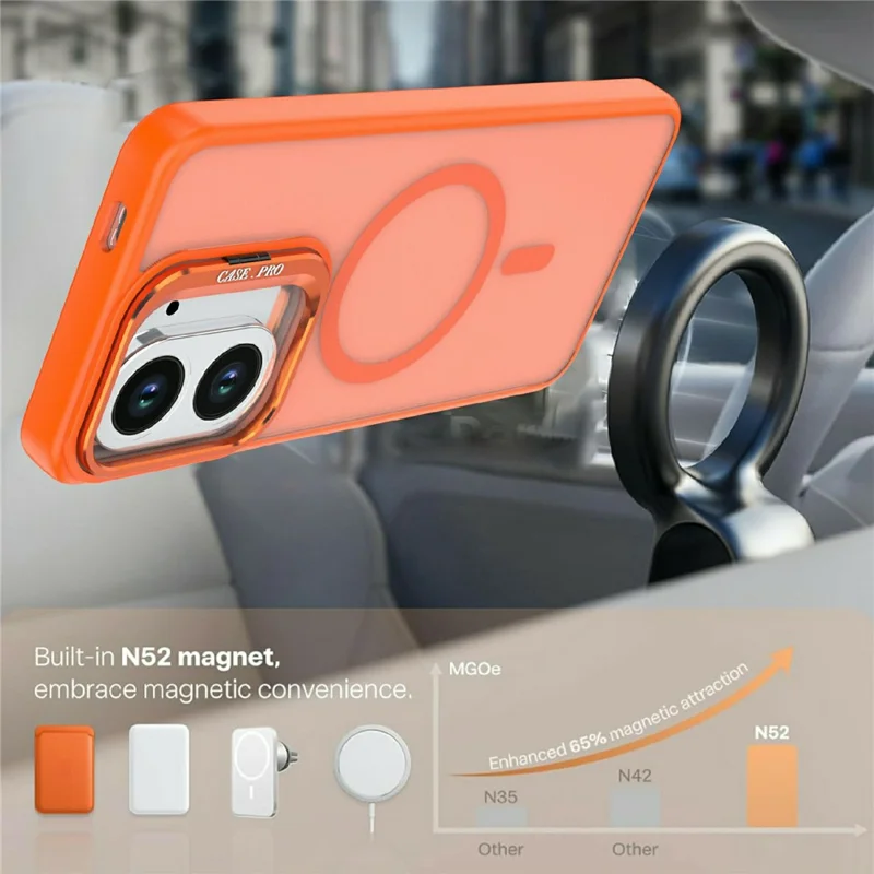 For Xiaomi Redmi A5 4G (171.7mm) Magnetic Case Foldable Kickstand Matte PC + TPU Phone Cover - Orange