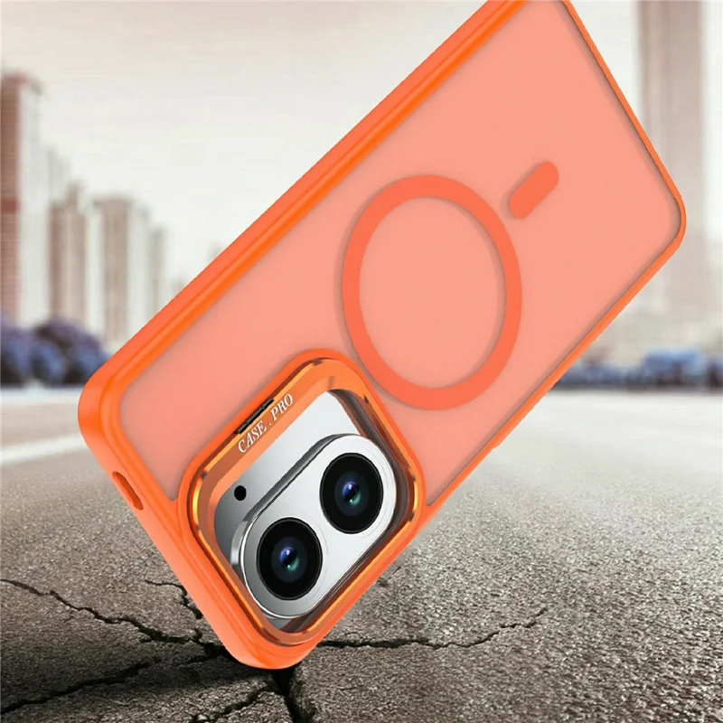 For Xiaomi Redmi A5 4G (171.7mm) Magnetic Case Foldable Kickstand Matte PC + TPU Phone Cover - Orange