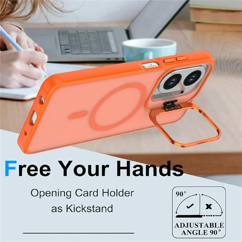 For Xiaomi Redmi A5 4G (171.7mm) Magnetic Case Foldable Kickstand Matte PC + TPU Phone Cover - Orange