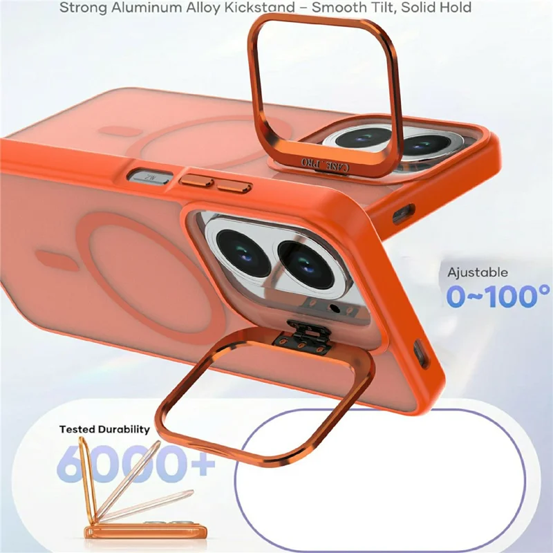 For Xiaomi Redmi A5 4G (171.7mm) Magnetic Case Foldable Kickstand Matte PC + TPU Phone Cover - Orange