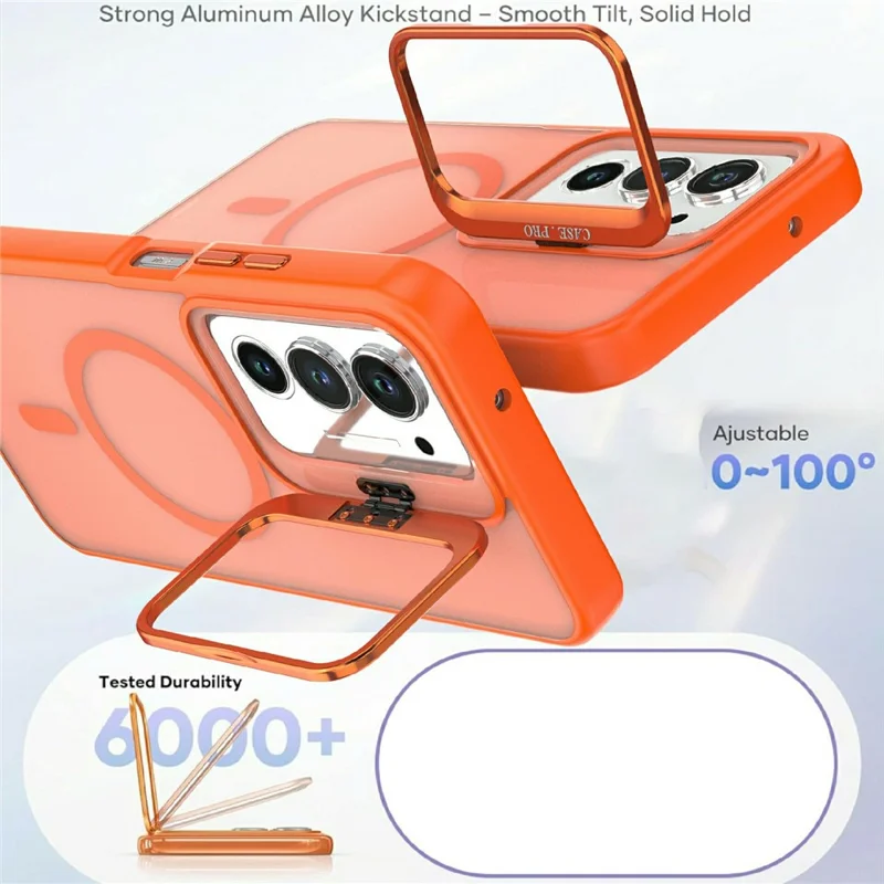 For Xiaomi Redmi 15 5G (Global) (169mm) Magnetic Case Foldable Kickstand Matte PC + TPU Phone Cover - Orange