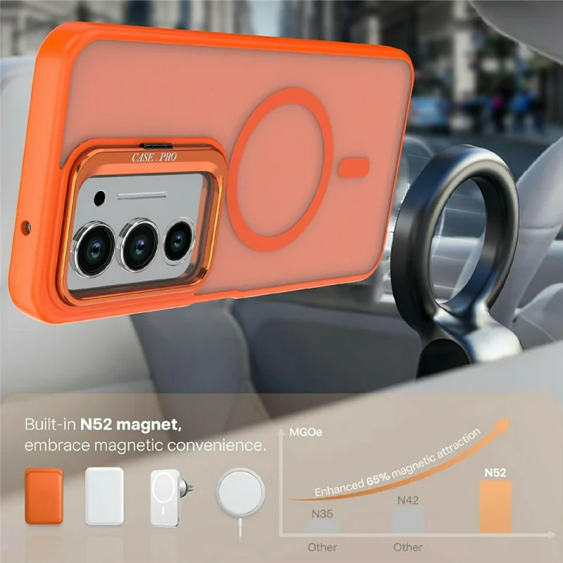 For Xiaomi Redmi 15 4G (EU) (171mm) Magnetic Case Foldable Kickstand Matte PC + TPU Phone Cover - Orange