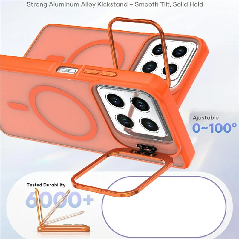 For ZTE Blade A56 Magnetic Case Foldable Kickstand Matte PC + TPU Phone Cover - Orange