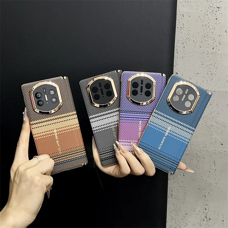 Cover per Huawei Mate X7 con Motivo a Griglia in PC Rigido - Marrone