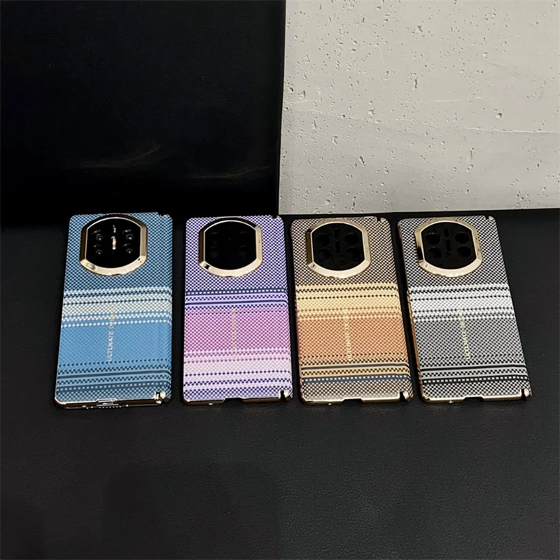 Cover per Huawei Mate X7 con Motivo a Griglia in PC Rigido - Marrone