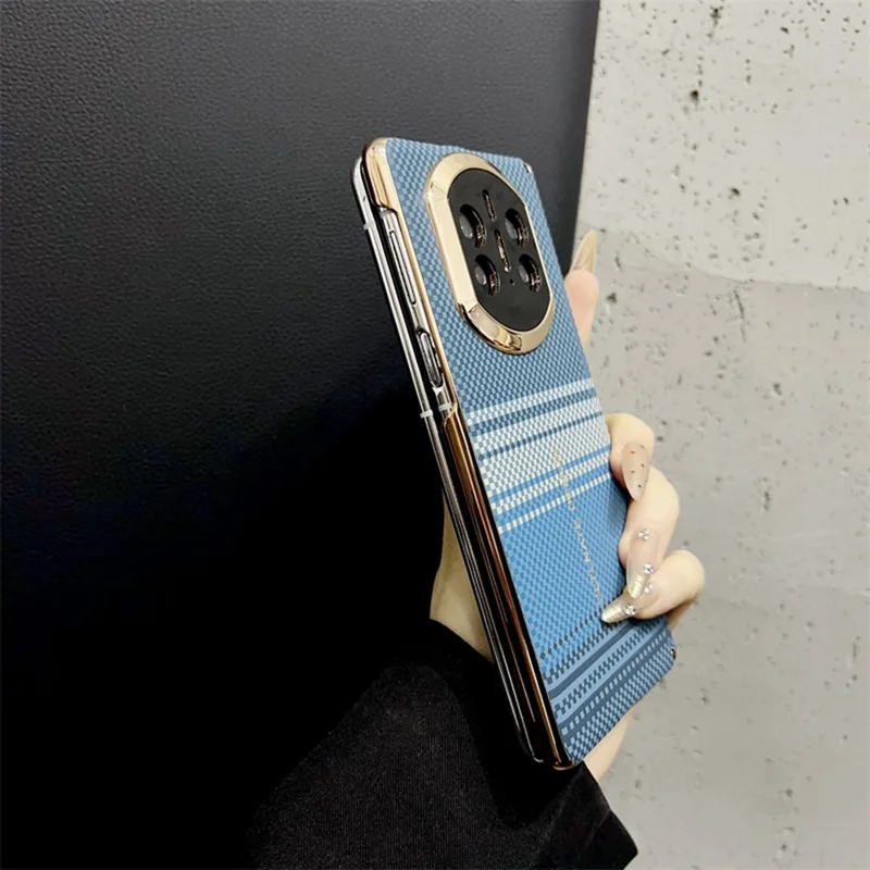 Cover per Huawei Mate X7 con Motivo a Griglia in PC Rigido - Marrone