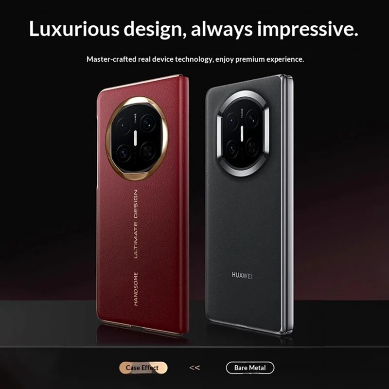 For Huawei Mate X7 Case Litchi Texture Leather Smart View Flip Phone Cover Full Protection Auto Sleep Wake - Red