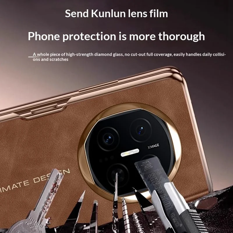 For Huawei Mate X7 Case Leather Smart View Flip Phone Cover Full Protection Auto Sleep Wake - Brown