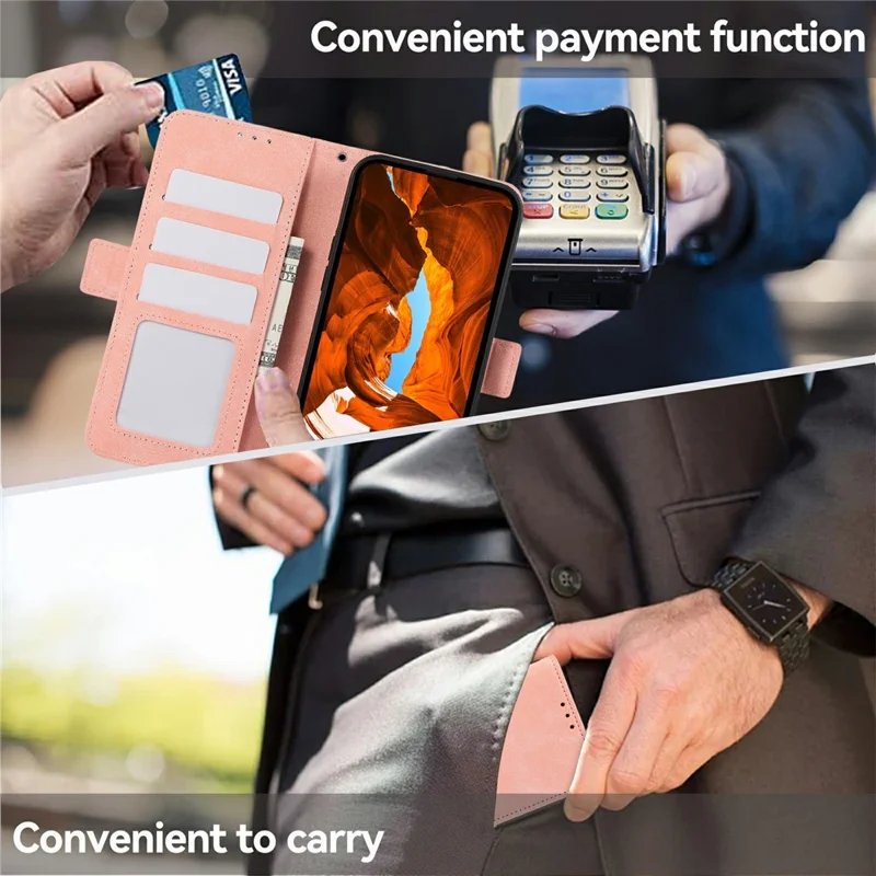 ABEEL For Samsung Galaxy S26+ Case PU Leather Folio Stand View RFID Blocking Phone Cover - Pink