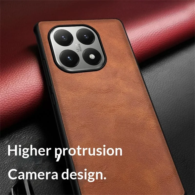 For Xiaomi 15T Case Retro Leather Coated PC + TPU Phone Cover - Brown