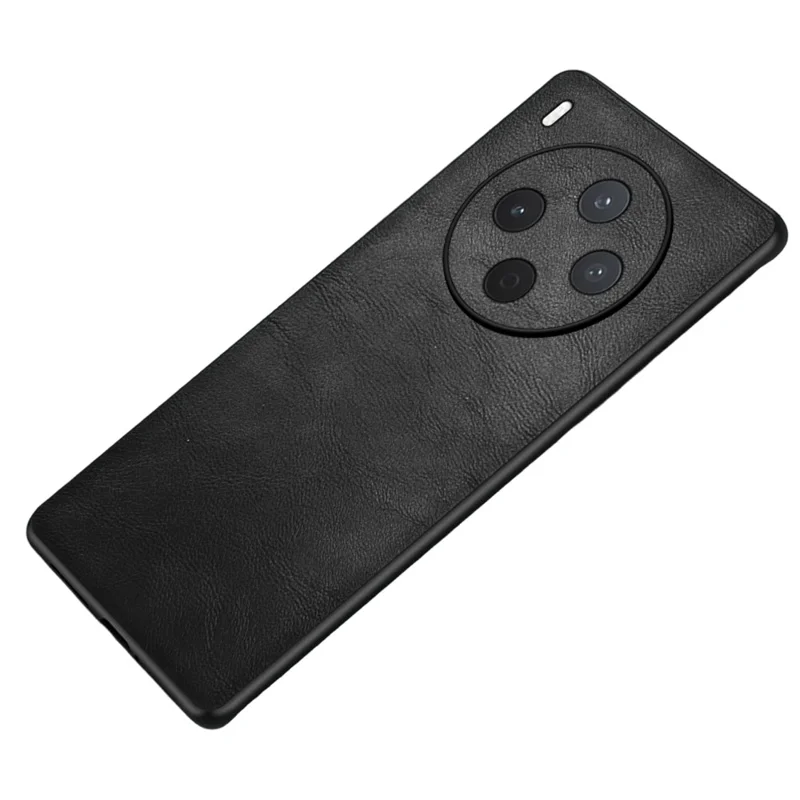 For vivo Y500 Pro 5G Case Retro Leather Coated PC + TPU Phone Cover - Black