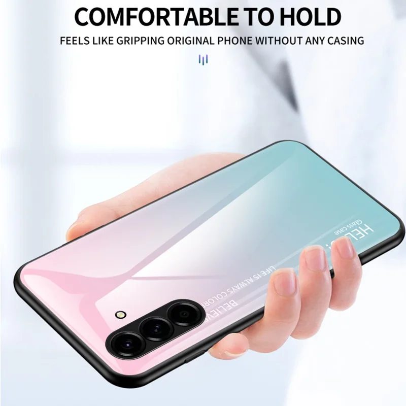 For Samsung Galaxy A57 5G Case Anti-Scratch Tempered Glass + PC + TPU Phone Cover - Gradient Blue Black