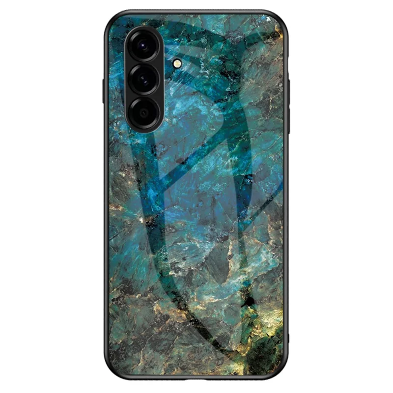 For Samsung Galaxy A57 5G Case Marble Pattern Tempered Glass + PC + TPU Protective Phone Cover - Emerald Marble