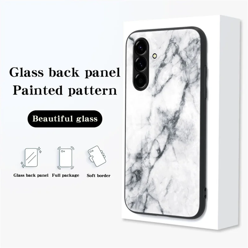 For Samsung Galaxy A57 5G Case Marble Pattern Tempered Glass + PC + TPU Protective Phone Cover - Emerald Marble