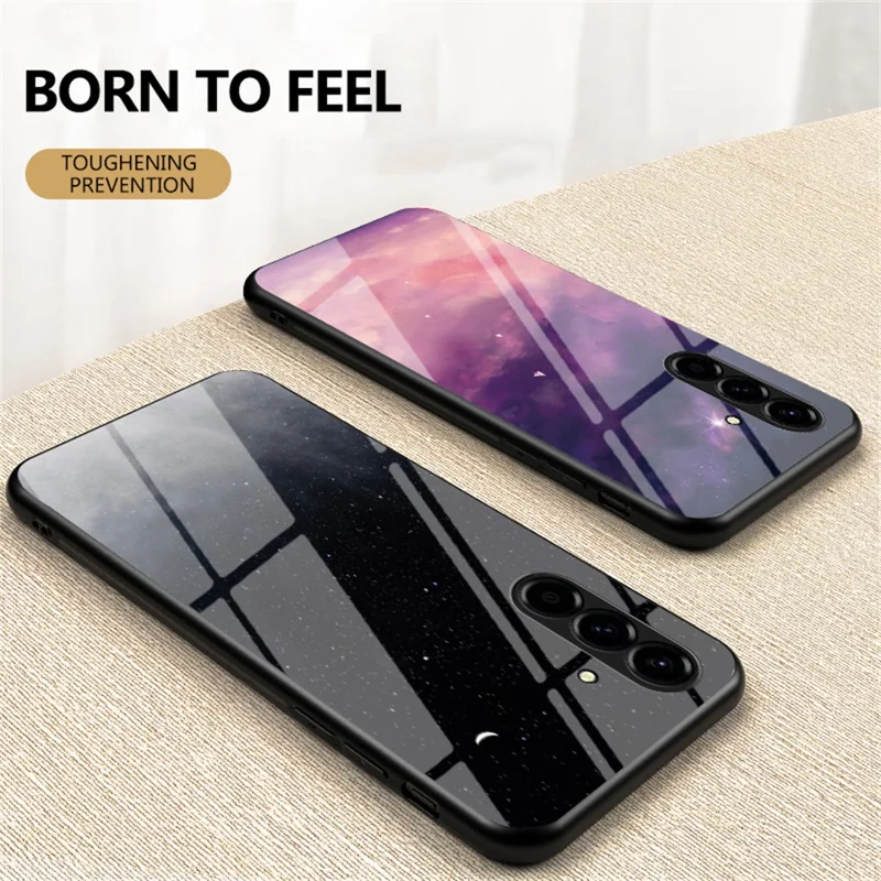 For Samsung Galaxy A57 5G Case Starry Sky Pattern Tempered Glass Phone Cover - Color Starry Sky