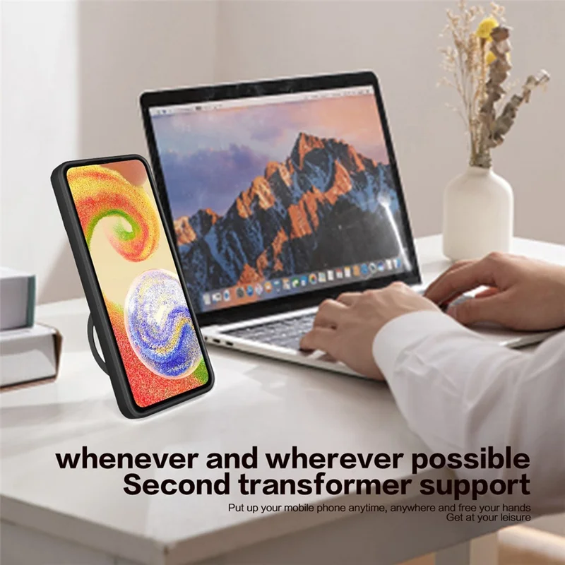 Til Xiaomi Redmi Note 15 Pro 5G (Global) Taske i TPU + PC med fold ud-kontakt, skydelinsevindue - Sort