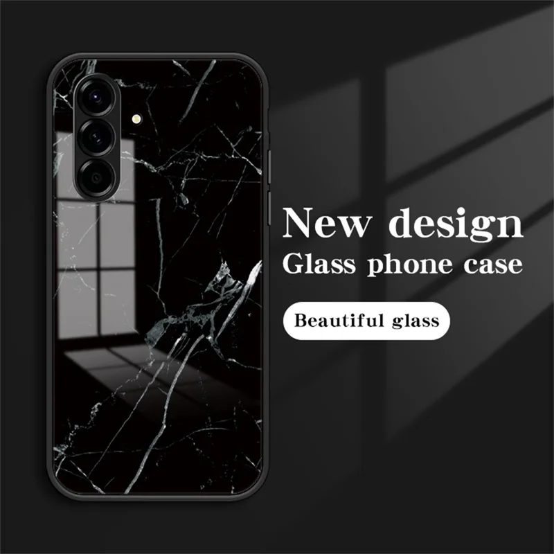 For Samsung Galaxy A37 5G Case Marble Pattern Tempered Glass + PC + TPU Protective Phone Cover -  Blood Red Marble