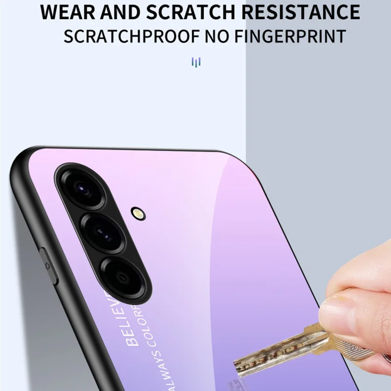 For Samsung Galaxy A37 5G Case Anti-Scratch Tempered Glass + PC + TPU Phone Cover - Gradient Rose