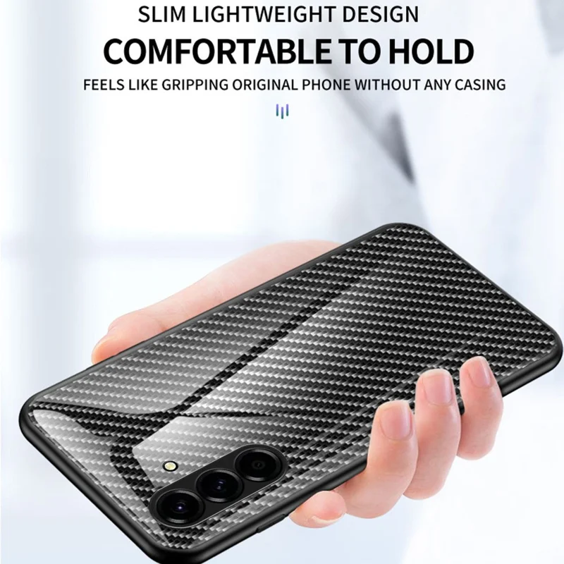 For Samsung Galaxy A37 5G Case Tempered Glass Shockproof Phone Cover - Black Fiber