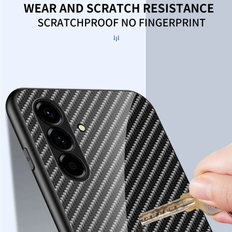 For Samsung Galaxy A37 5G Case Tempered Glass Shockproof Phone Cover - Black Fiber