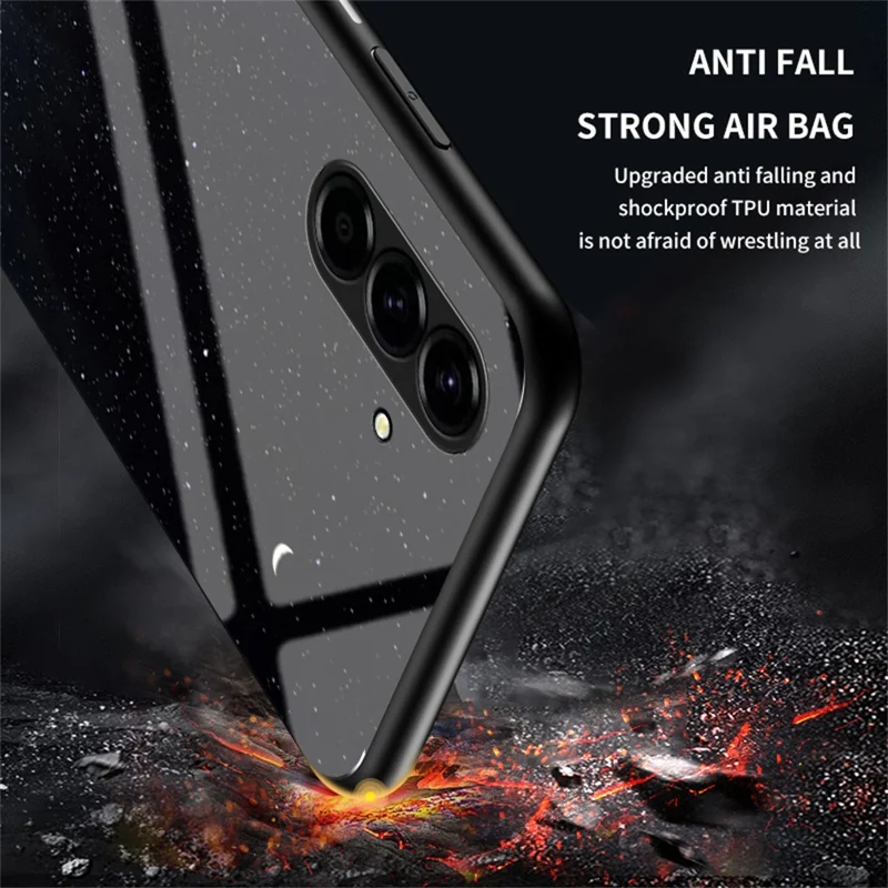 For Samsung Galaxy A37 5G Case Starry Sky Pattern Tempered Glass Phone Cover - Cosmic Starry Sky