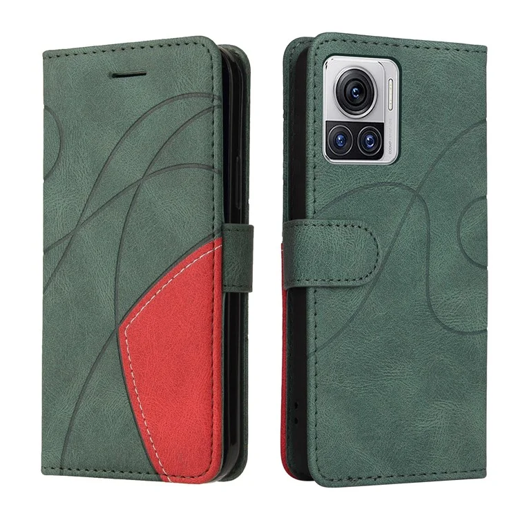 KT Leath Series-1 Pour Motorola Moto X30 Pro 5G / Edge 30 Ultra 5G Anti-drop Dual-color Épisser PU le Cuir de Téléphone Boîte de Portefeuille - Vert