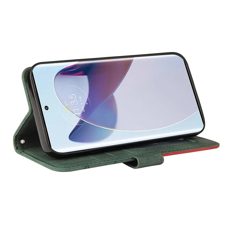 KT Leath Series-1 Pour Motorola Moto X30 Pro 5G / Edge 30 Ultra 5G Anti-drop Dual-color Épisser PU le Cuir de Téléphone Boîte de Portefeuille - Vert