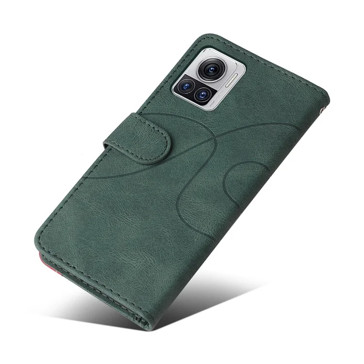 KT Leath Series-1 Pour Motorola Moto X30 Pro 5G / Edge 30 Ultra 5G Anti-drop Dual-color Épisser PU le Cuir de Téléphone Boîte de Portefeuille - Vert