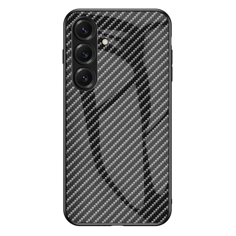 For Samsung Galaxy S26+ Case Tempered Glass Shockproof Phone Cover - Black Fiber
