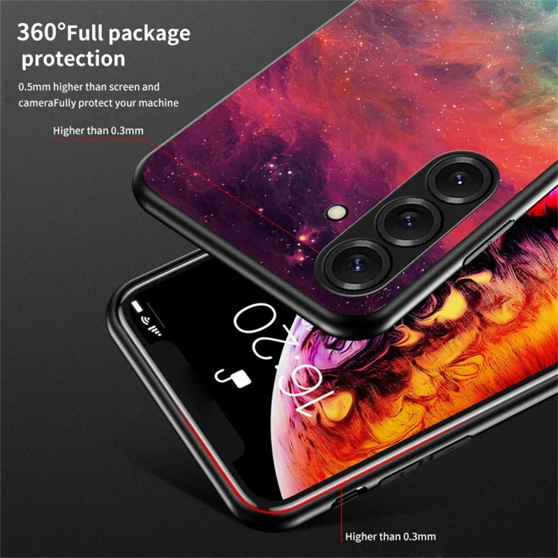 For Samsung Galaxy S26+ Case Starry Sky Pattern Tempered Glass Phone Cover - Cosmic Starry Sky