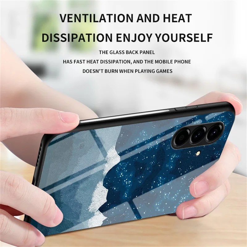 For Samsung Galaxy A27 Case Starry Sky Pattern Tempered Glass Phone Cover - Color Starry Sky