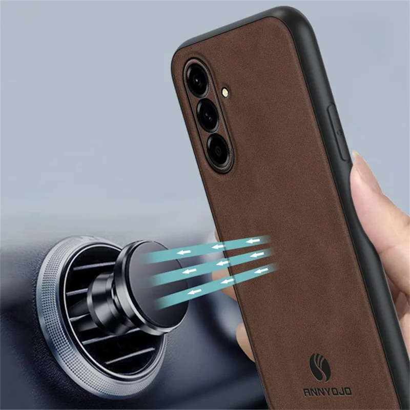 ANNYOJO For Samsung Galaxy A27 Case PU Leather + PC + TPU Anti Drop Phone Back Cover - Grey