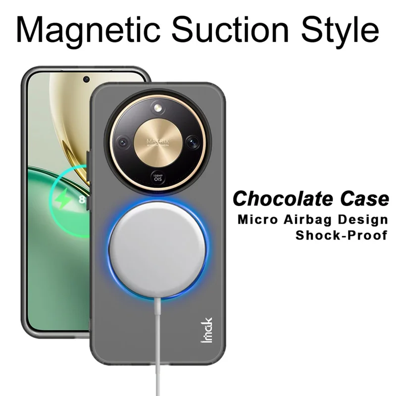 IMAK Magnetic Case for Honor Magic8 Lite 5G / X9d 5G / X70 5G PC + TPU Phone Back Cover - Black